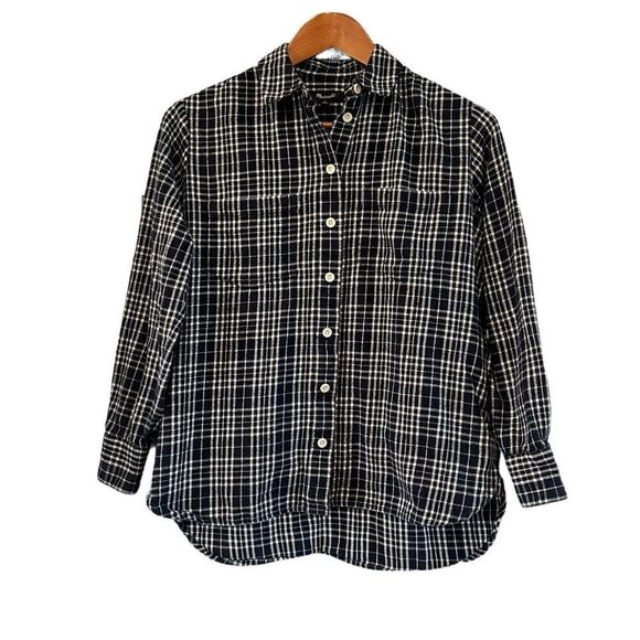 Madewell black plaid flannel button down shirt - Picture 1 of 9